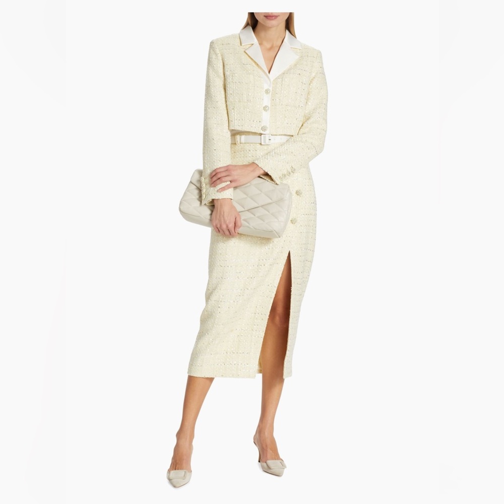 Self Portrait Boucle Knit Cropped Jacket